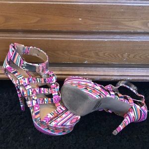 8.5 multi-color high heel sandals